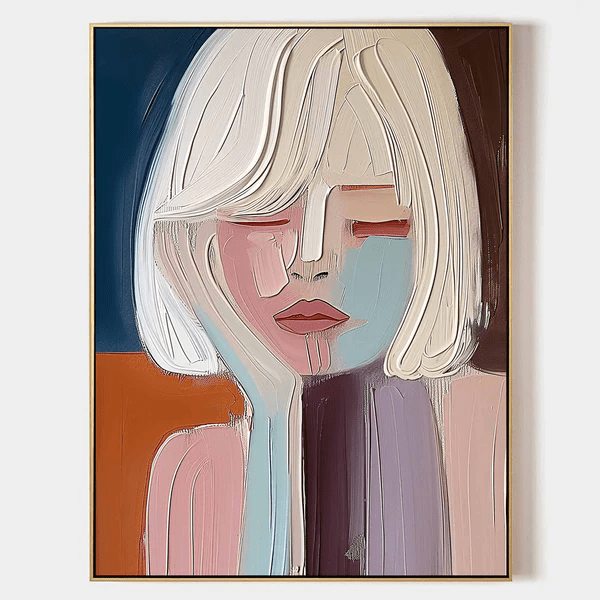 3D Heavy Texture Abstract Portrait JK0143 - Viral Wall Art